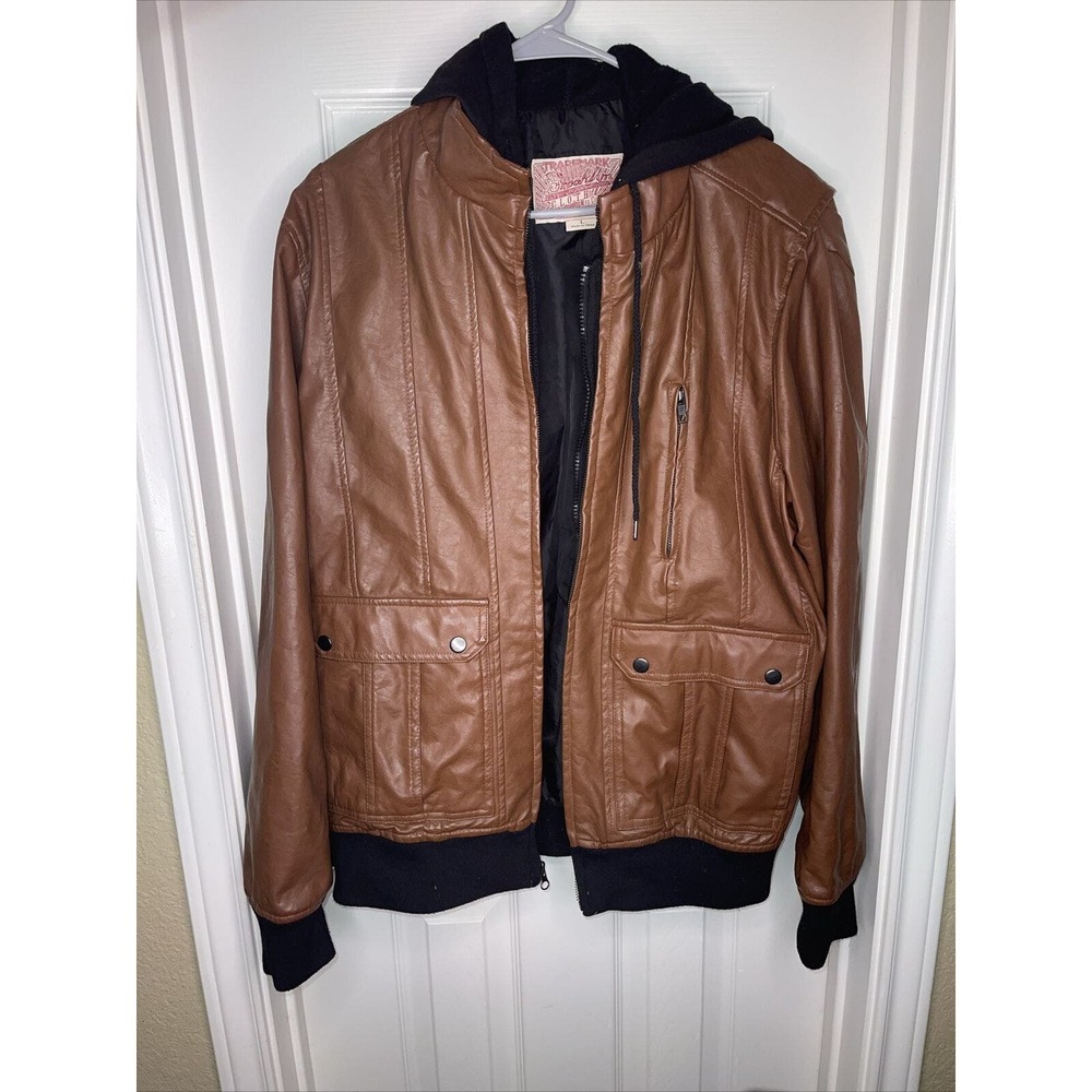 Brooklyn Cloth Mfg Co Men's Size Large Hooded Leather Jacket